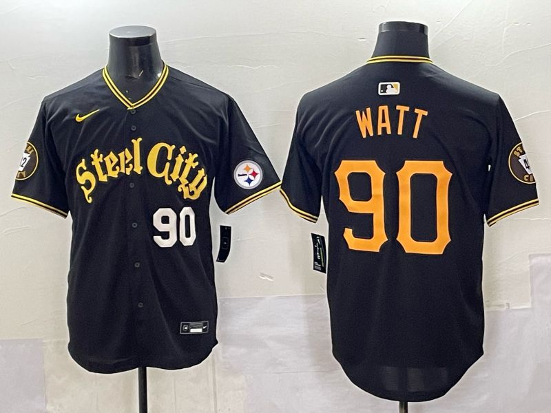Men 2025 Nike Pittsburgh Steelers #90 Watt Black Limited NFL Jersey style 0063->pittsburgh steelers->NFL Jersey